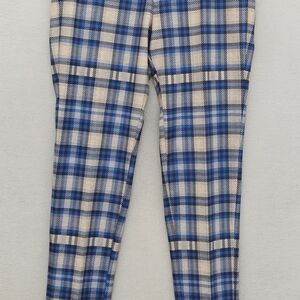 Blue and White Plaid Men's Dress Pants